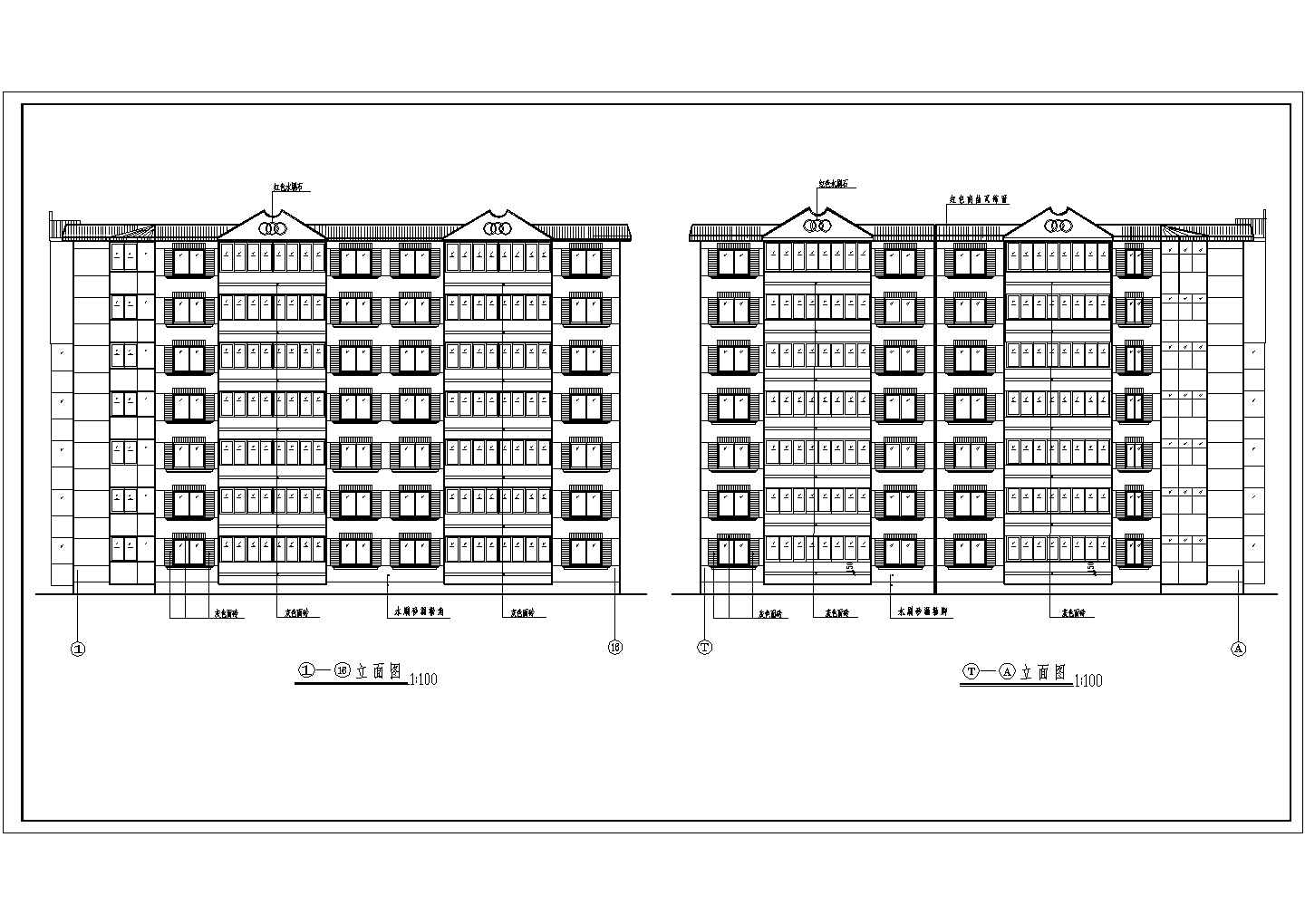 某七层居民单元住宅楼详细建筑设计图