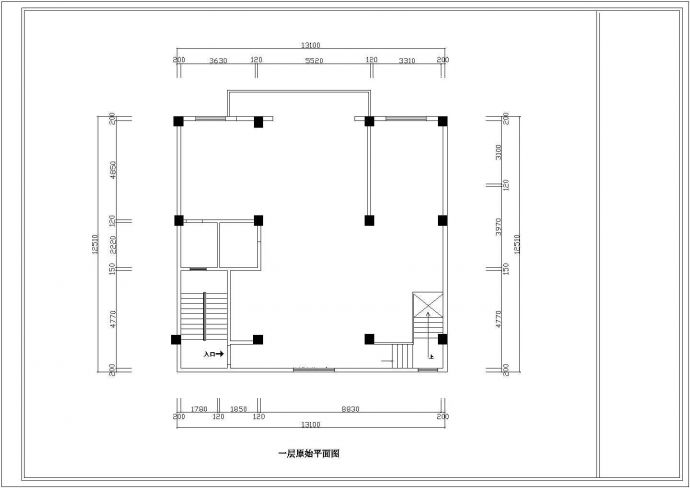 某地区天台别墅装修设计cad方案施工图_图1