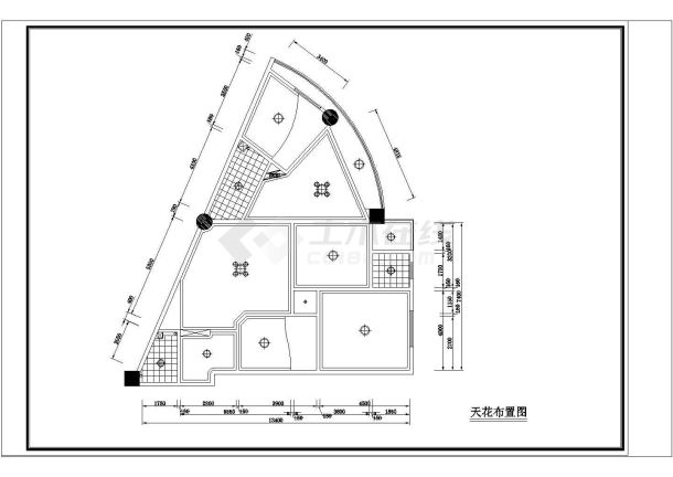 某地区某风格三角房户型布置cad图纸-图二