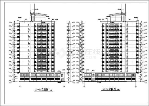 某地十五层多栋综合住宅楼建筑设计图-图二