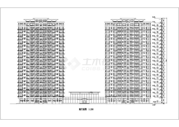 二十一层住宅及会所综合楼建筑设计图-图一