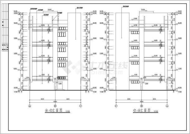 某厂房设计建筑施工平立剖图CAD图纸-图二
