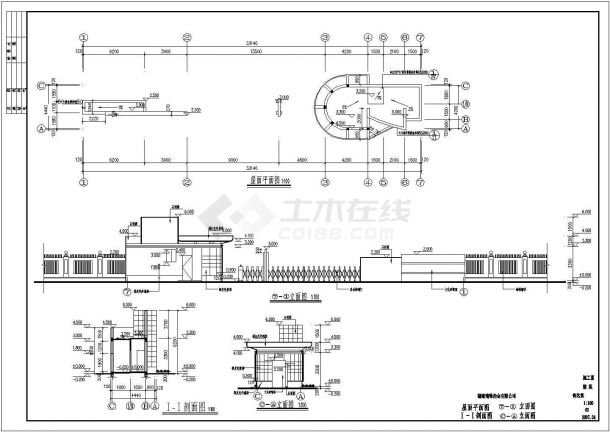 某地区工厂大门施工及结构cad设计施工方案图-图二