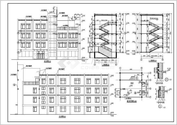 某地四层框架结构小型办公楼建筑施工图-图一