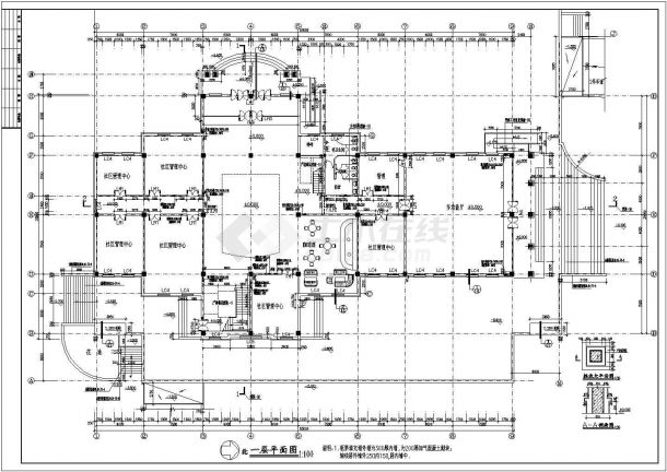 某地方某小区会所建筑施工cad设计图-图二