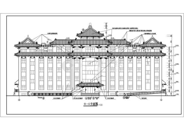 某地仿古建筑办公楼建筑设计施工图-图二