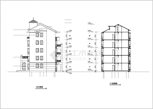 西班牙风格多层住宅cad施工图-图一