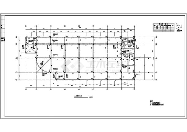 比较齐全的某六层商场大楼框架结构施工图-图二