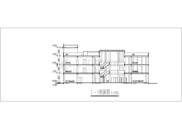 某四层大学展览馆建筑设计CAD施工图-图一