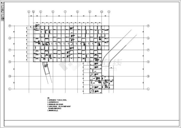 某地一层框架结构地下车库结构施工图-图二