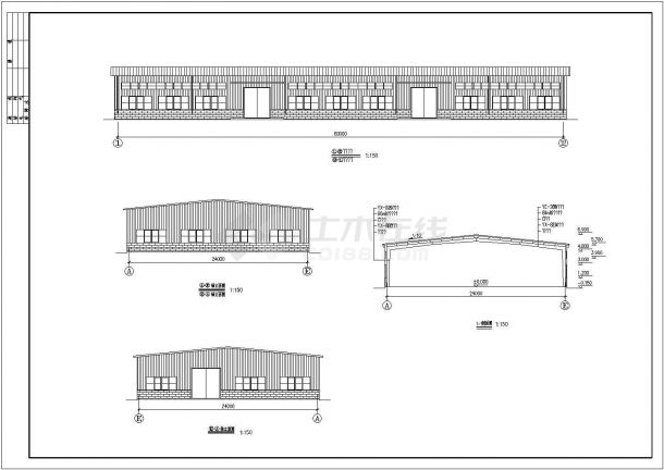 某地区跨门式轻钢厂房建筑结构设计施工图-图一