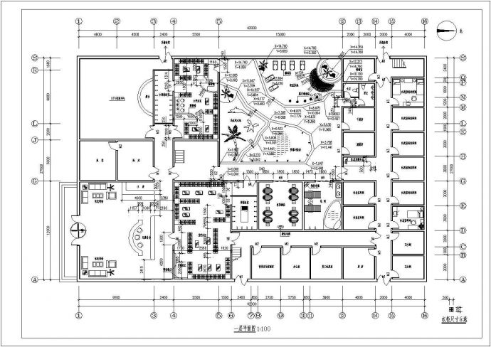 某高档洗浴中心会所内部平面CAD布置图纸_图1