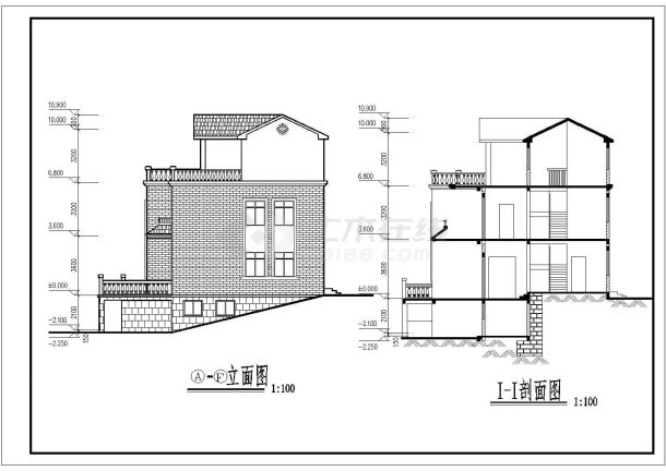 某地三层砖混结构新农村住宅建筑方案图-图二