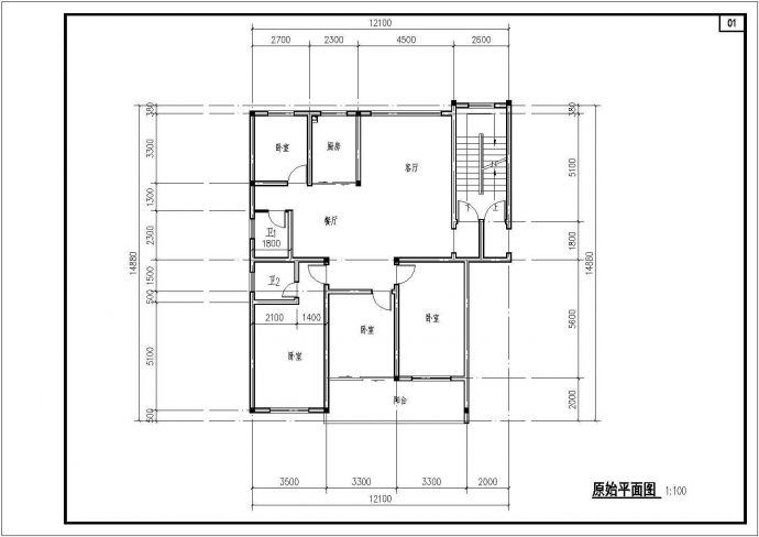 某地区四室两厅室内装修施工CAD图纸_图1