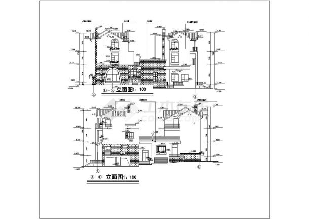 某地三层框架异形柱结构别墅海景房建筑施工图-图二