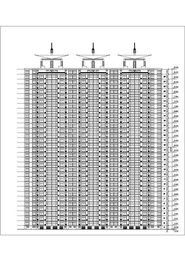 云南省某城市高层住宅cad平立面图-图一