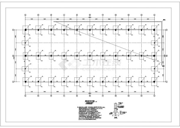 某地区某工厂区24跨厂房全套cad设计方案图纸-图二