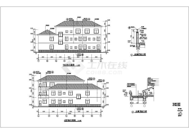 中南地区三层砖混结构老年服务中心建筑设计扩初图-图二