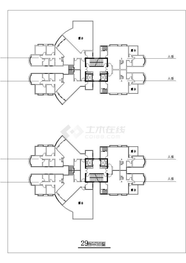 某地某高层住宅户型经典集合cad图-图一