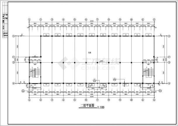 某工业厂房全套建筑CAD设计施工图纸-图二