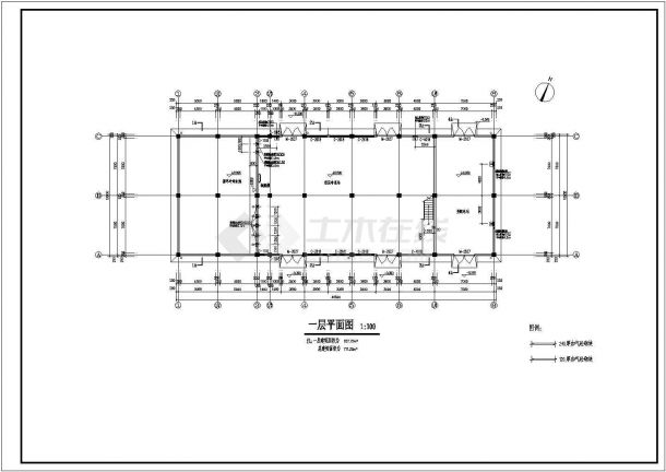 某工业厂房动力车间建筑CAD设计施工图纸-图一