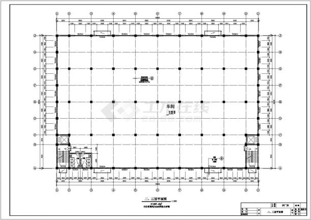 某地三层框架结构厂房建筑设计施工图及结构设计施工图-图二