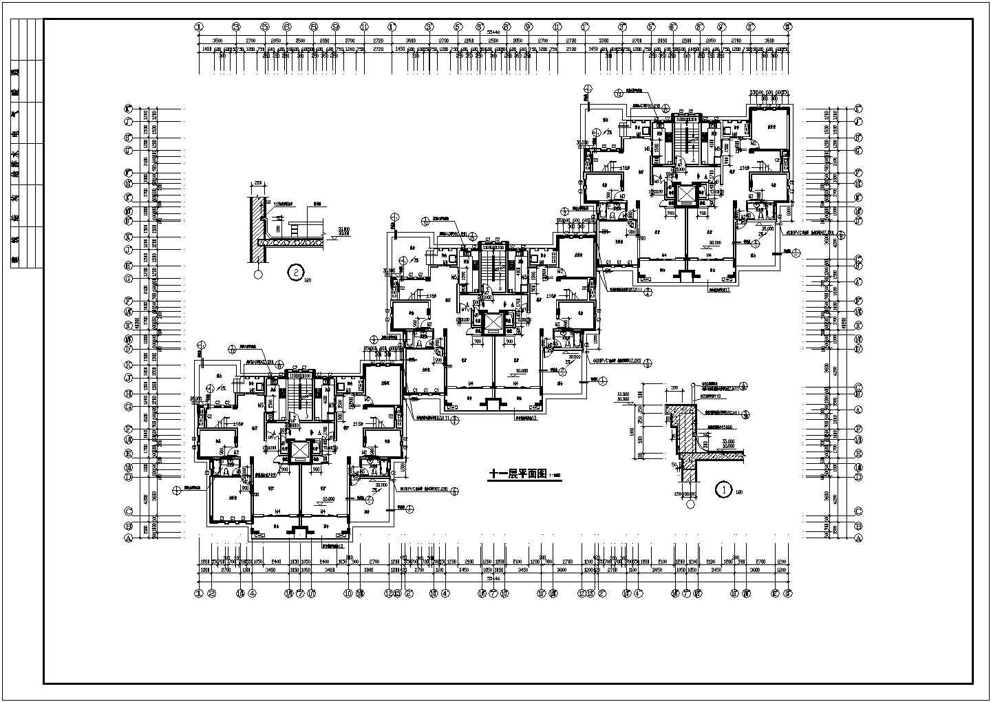 山东某风格12层住宅施工cad设计详图
