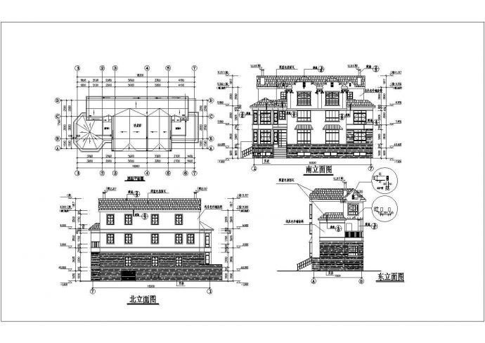 某地三层农村住宅楼建筑方案设计图_图1