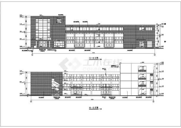 某地4层框架结构报告厅建筑方案图-图二