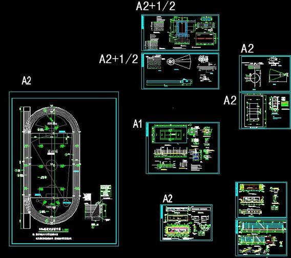 体育场地施工图（标准跑道 羽毛球场 排球场 网球场 看台，主席台等）_图1