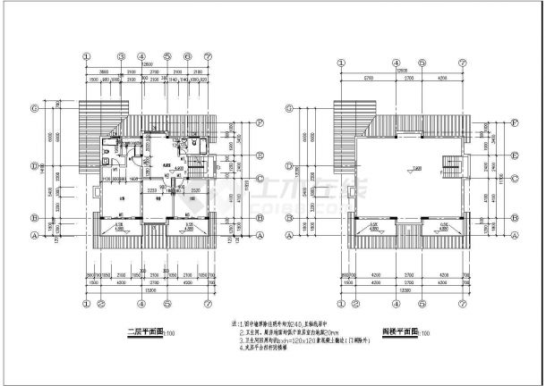 3层砖混结构中式花园别墅建筑图纸-图二
