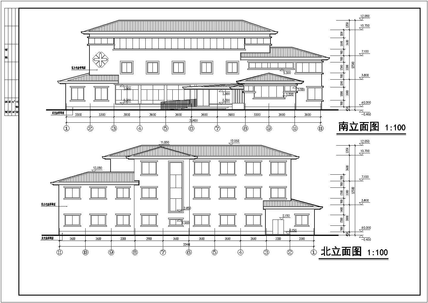 某小镇门诊楼建筑cad施工设计图纸