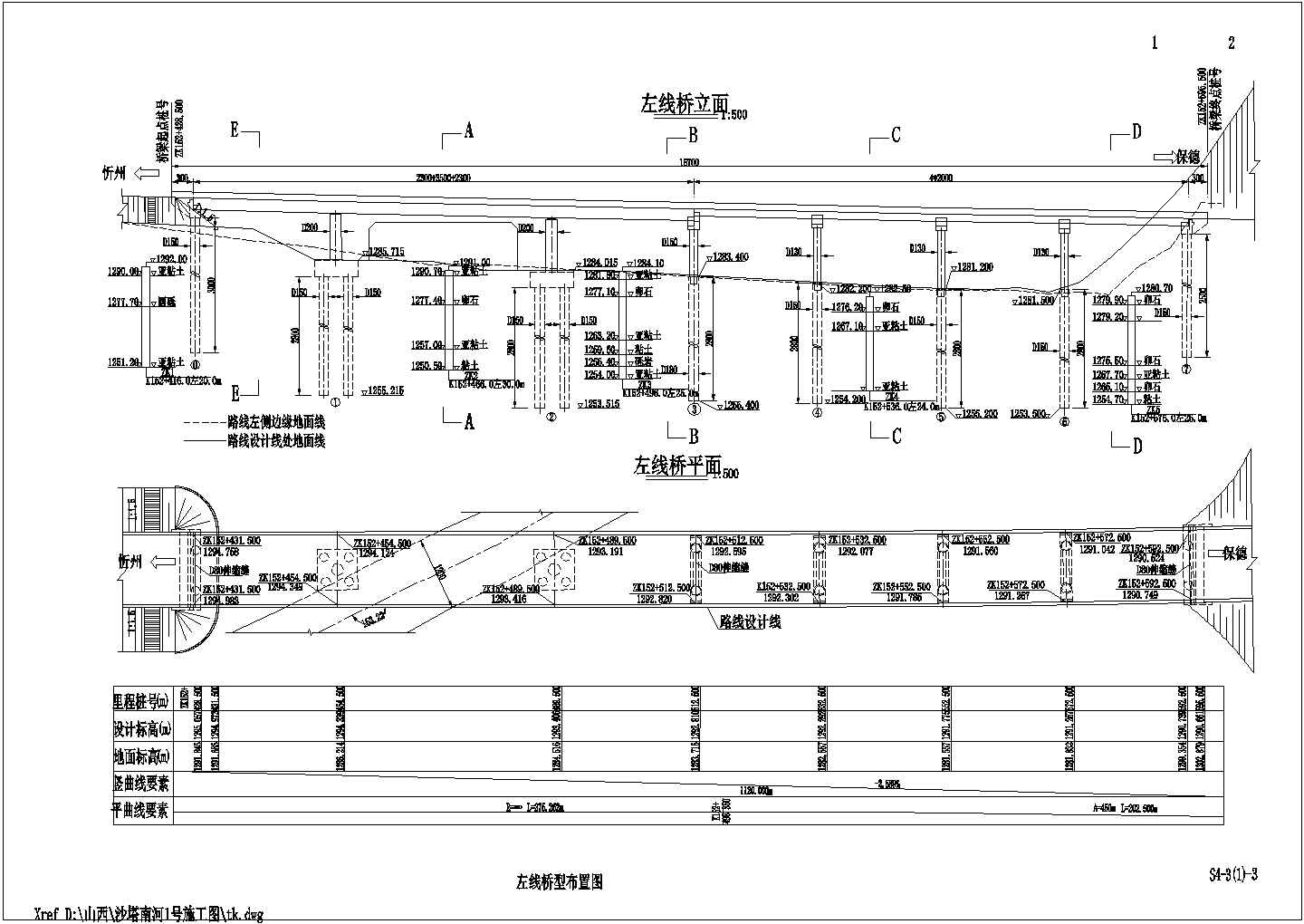 山西高速沙塔南河1号大桥部分设计施工图
