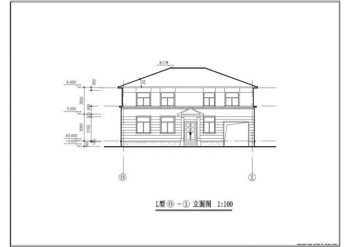 创业农庄L型别墅建筑设计施工图（共8张）_图1