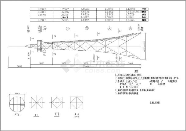 某地区25m通信角钢塔设计施工图纸-图一