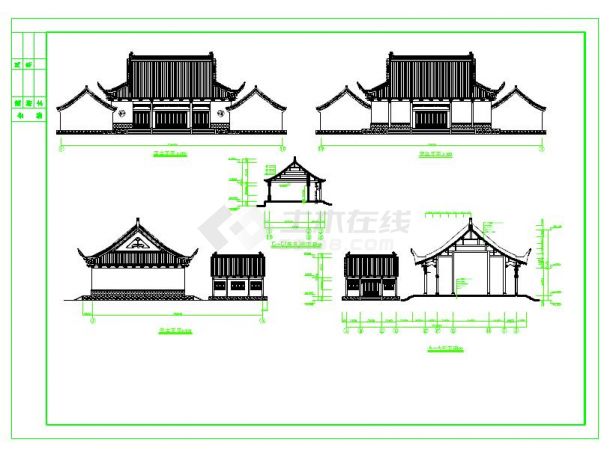 某财神殿全套建筑设计cad施工图-图一