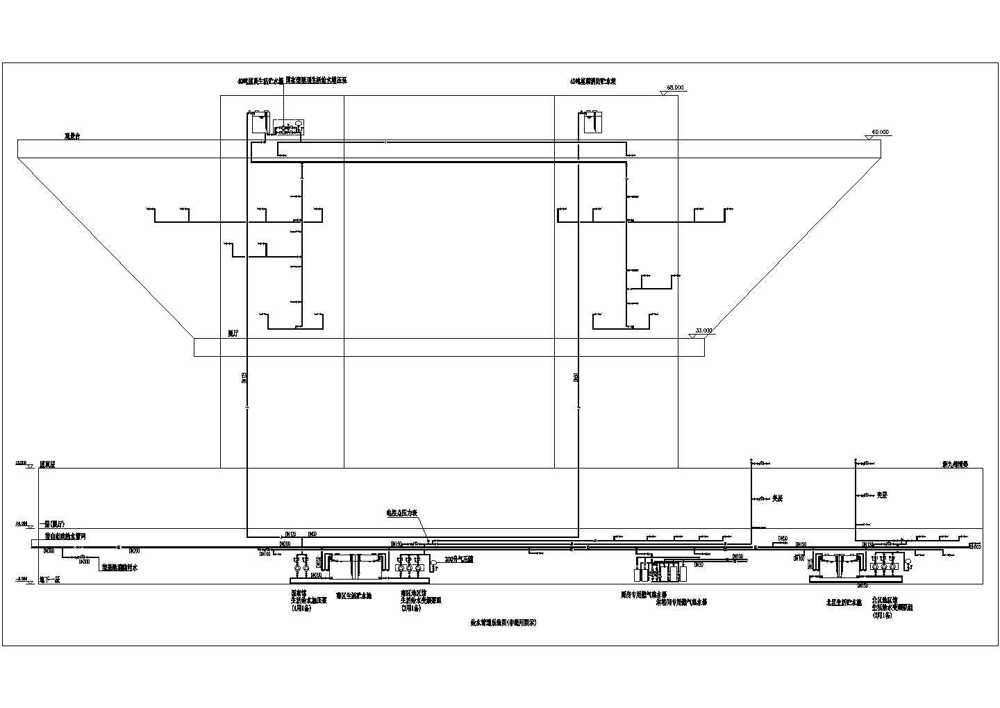 某工厂管道系统给排水设计施工CAD图