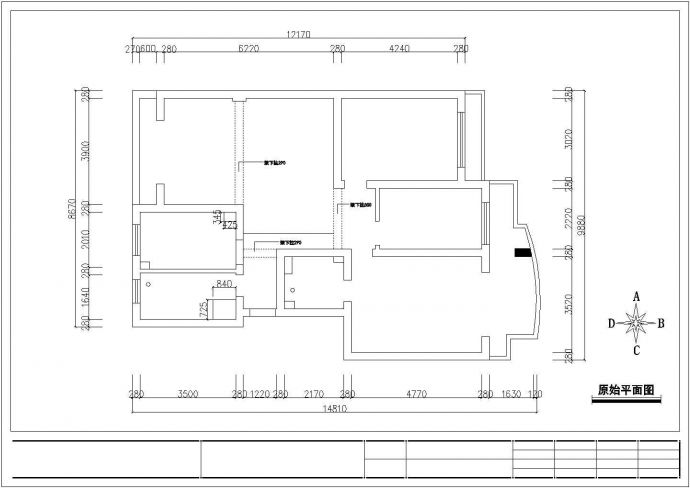 三室两厅两卫住宅室内装修cad施工设计图纸_图1