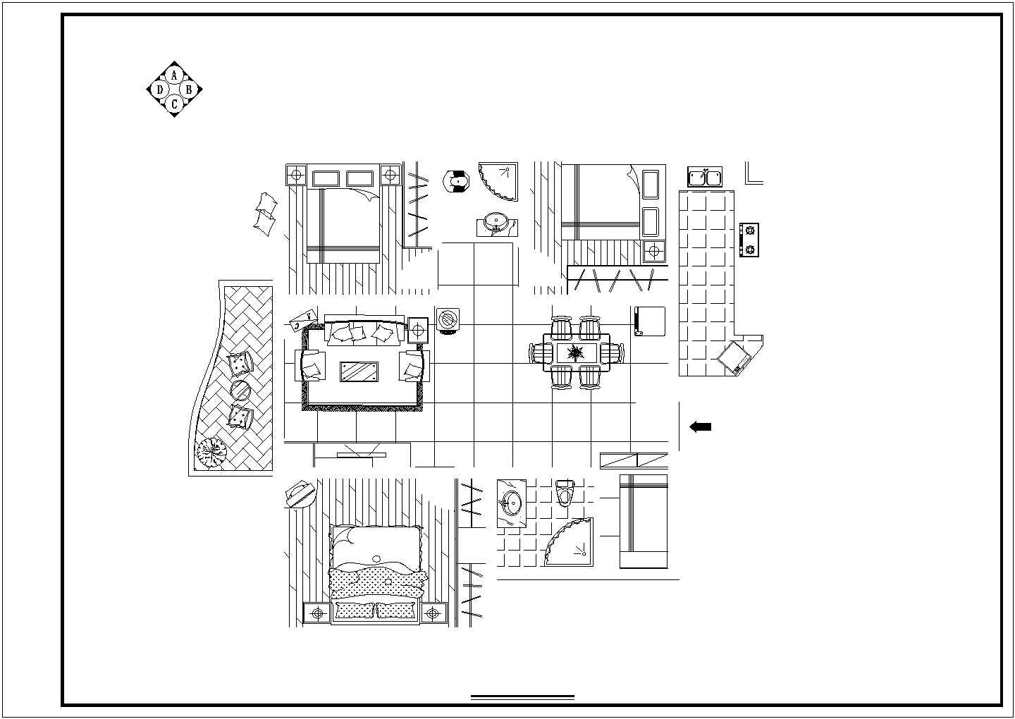 住宅室内装修设计施工CAD平面图纸