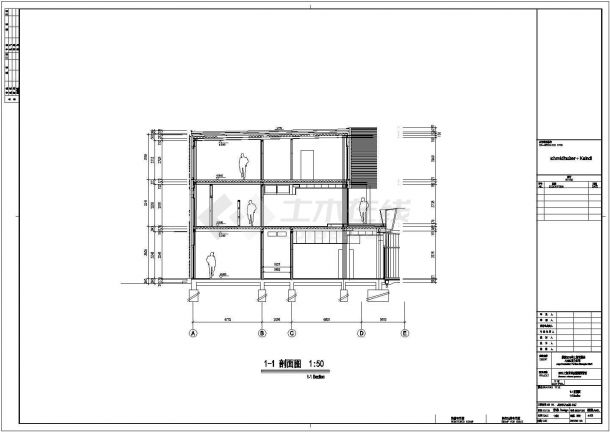 某四层博物馆建筑设计施工CAD图-图一