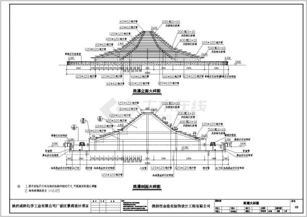 某小区园林跌瀑景观设计施工详图纸-图一