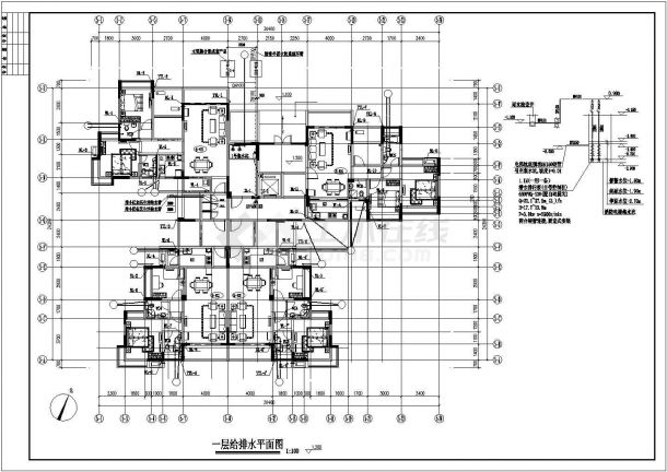 某小区十一层框架结构住宅楼给排水消防设计图-图二