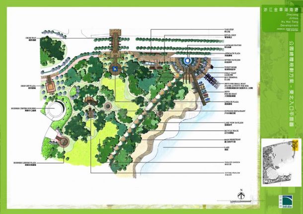 浙江金华湖海塘望湖公园总体规划图-图二