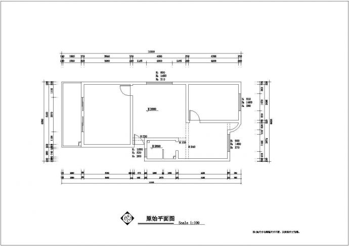 小两室家装设计建筑cad平面施工图纸_图1