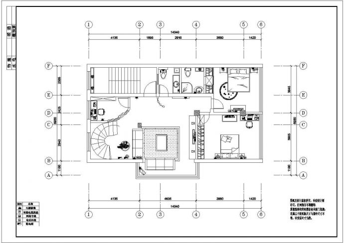 某小跃层户型室内装修设计cad施工设计图_图1