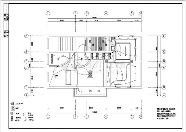 某小跃层户型室内装修设计cad施工设计图-图二