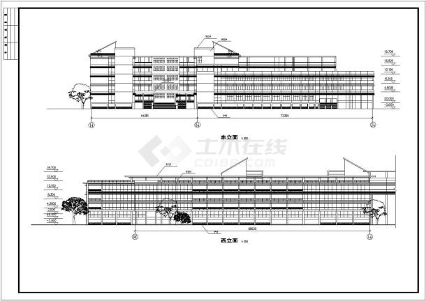 某学校体育馆活动中心建筑CAD设计图纸-图一