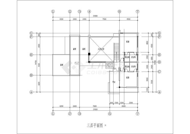 某地区别墅建筑设计平面cad图纸-图二