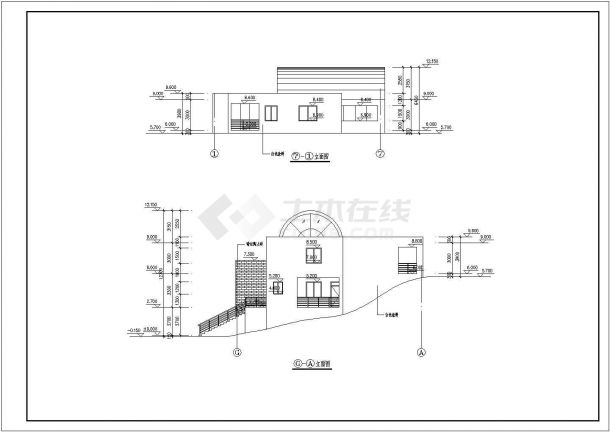 某地区室内带游泳池的别墅建筑设计cad方案-图二