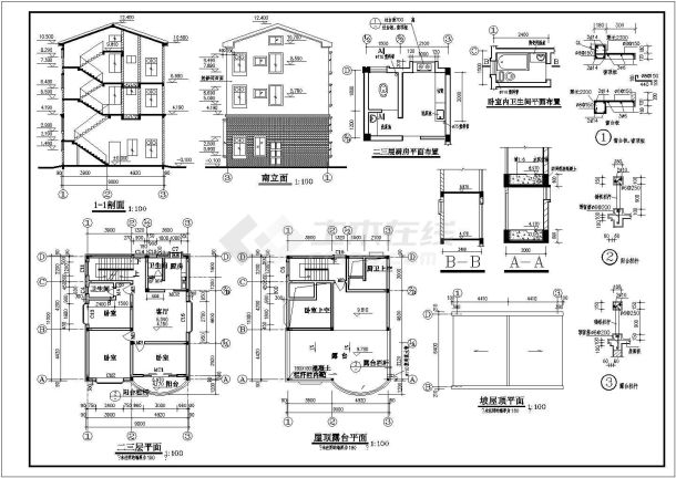 某地三层砖混结构农村住宅建筑结构设计施工图-图一